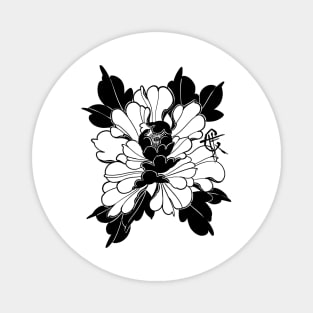 Blackwork Peony Magnet